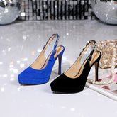 Falyn Platform Pointed Toe Slingback Heels Black NEW GEW